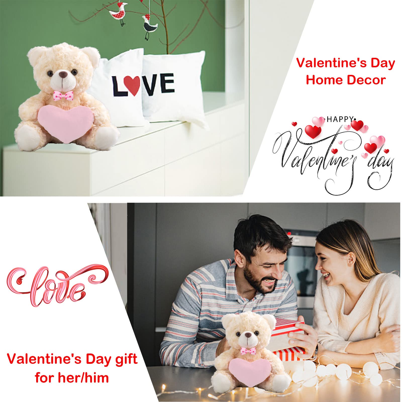 Personalized Teddy Bear With Custom Photo & Text On Heart - 10 Inch Plush Gift For Valentine's Day, Birthday