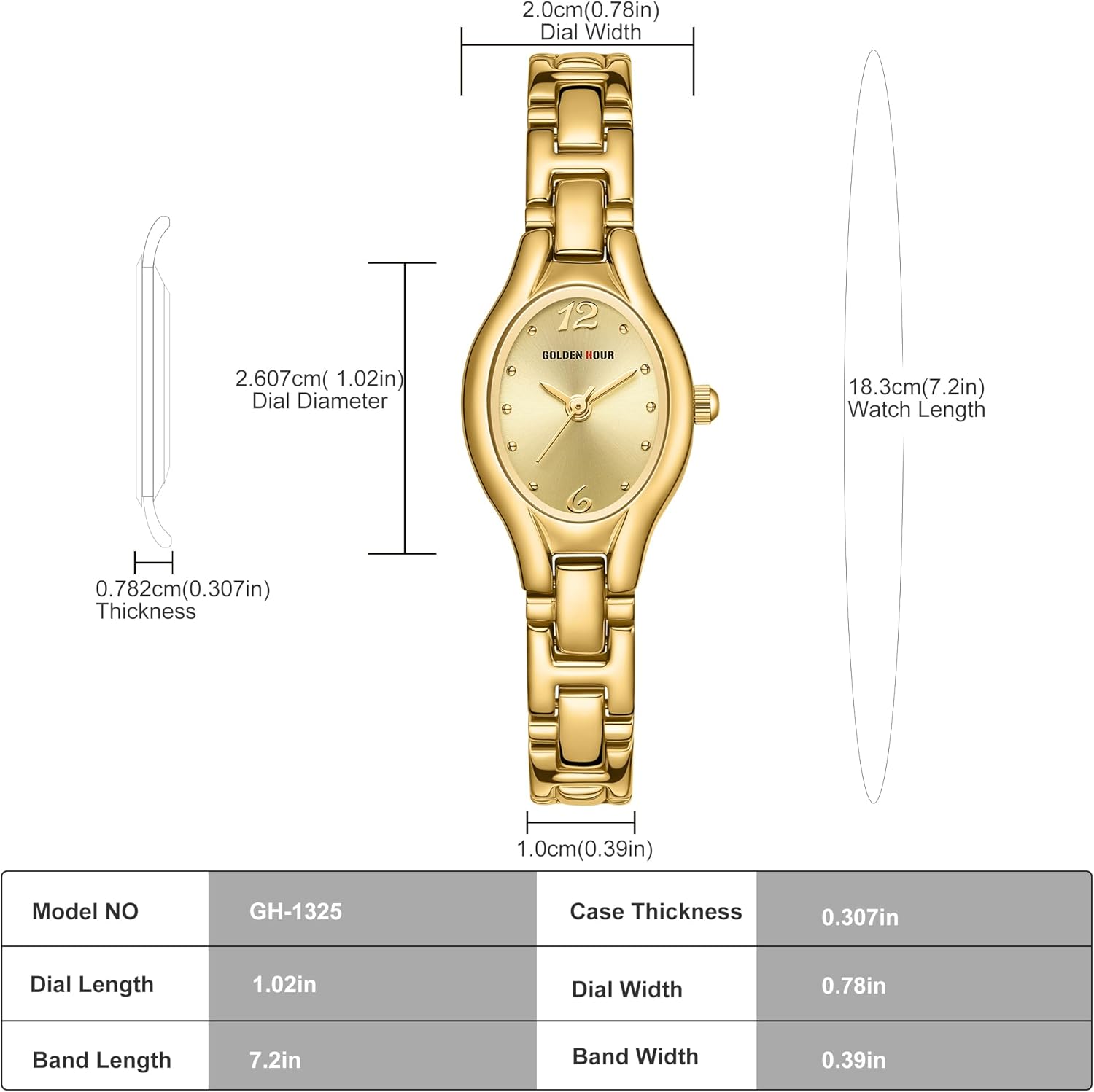 GOLDEN HOUR Gold Tone Vintage Women's Oval Case Bracelet Watch - Image 7