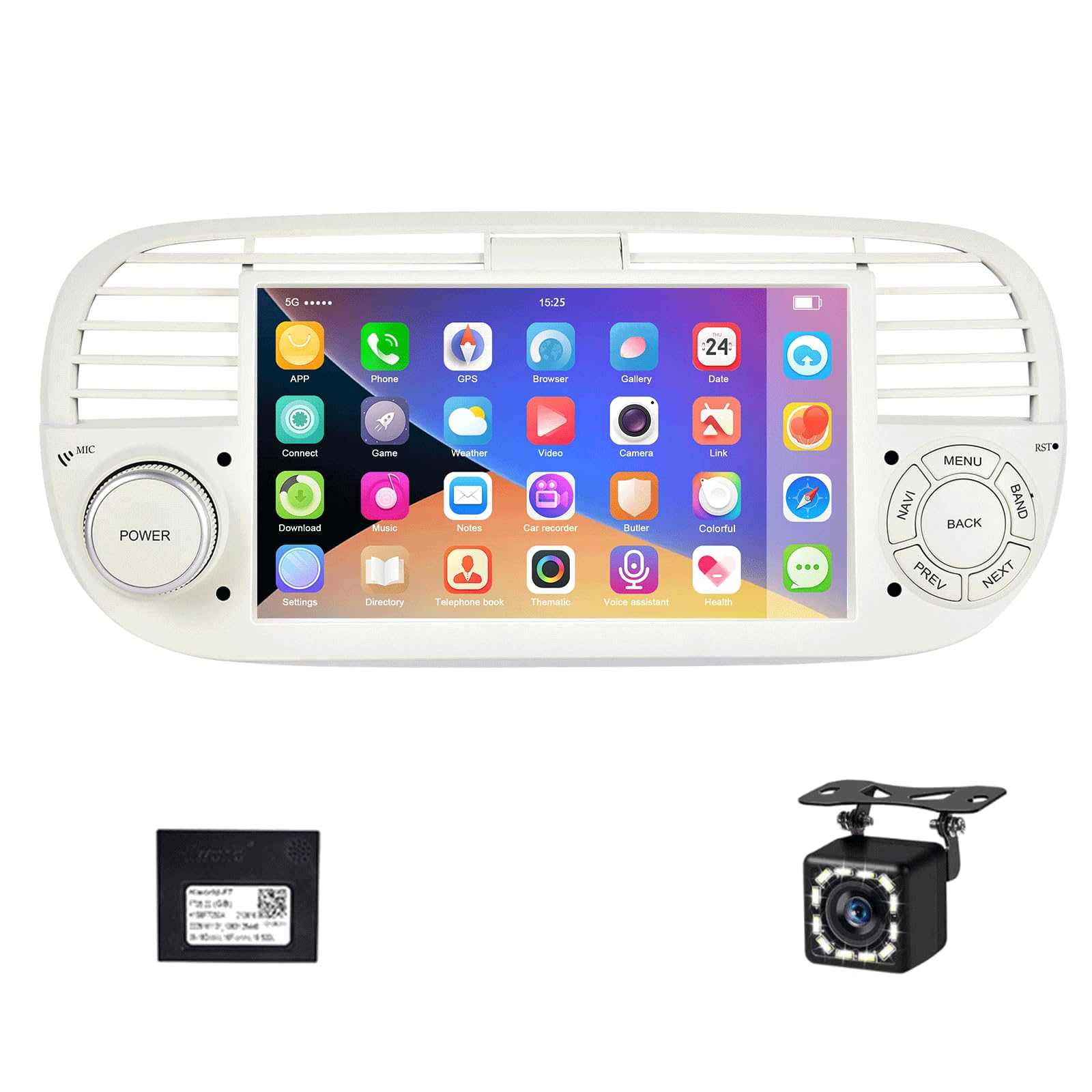 OiLiehu 2G+64G Android 13 Radio de Coche 2din Carplay Android Auto para Fiat 500 2007-2015 Radio con Pantalla de 9 Pulgadas Radio Soporte Mirror Link/EQ/ Bluetooth/SWC/FM RDS/WiFi/GPS/Cámara