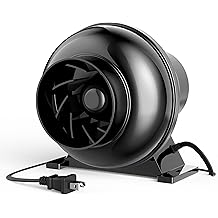 iPower 4 Inch Inline Duct Fan, 195 CFM Ventilation Fan, Exhaust HVAC Vent Blower for Hydroponics, Grow Tents, Black