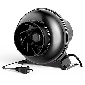 iPower 4 Inch Inline Duct Fan, 195 CFM Ventilation Fan, Exhaust HVAC Vent Blower for Hydroponics, Grow Tents, Black