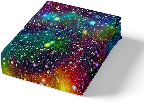 Miniatura 2 de Feelyou Juego de ropa de cama colorida de galaxia, universo del espacio exterior, juego de funda de edredón de nebulosa de estrella arcoíris para