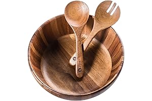 Mexican Bateas: BILL.F Acacia Wood Salad Bowls Set, 12' Large