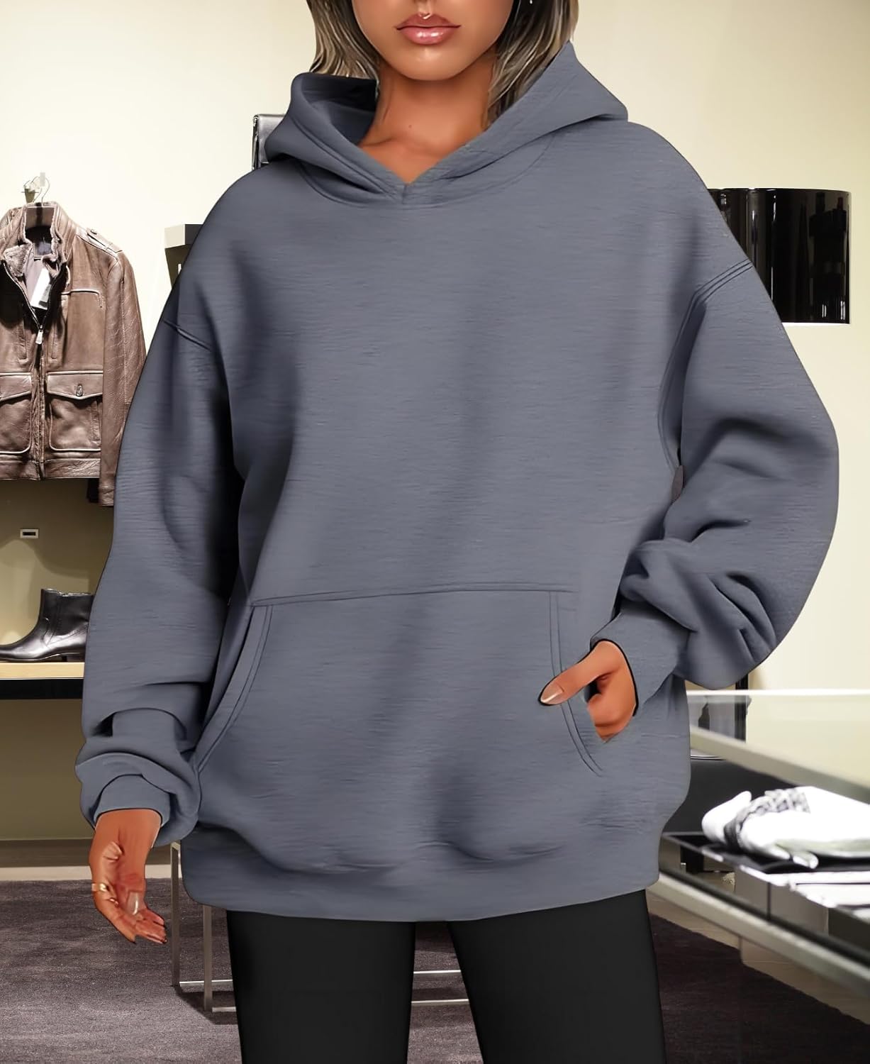 Women's Oversized Hoodie Fleece Sweatshirt Fall Winter Soft Pullover Casual Fashion Sweatshirt for Women - Image 2