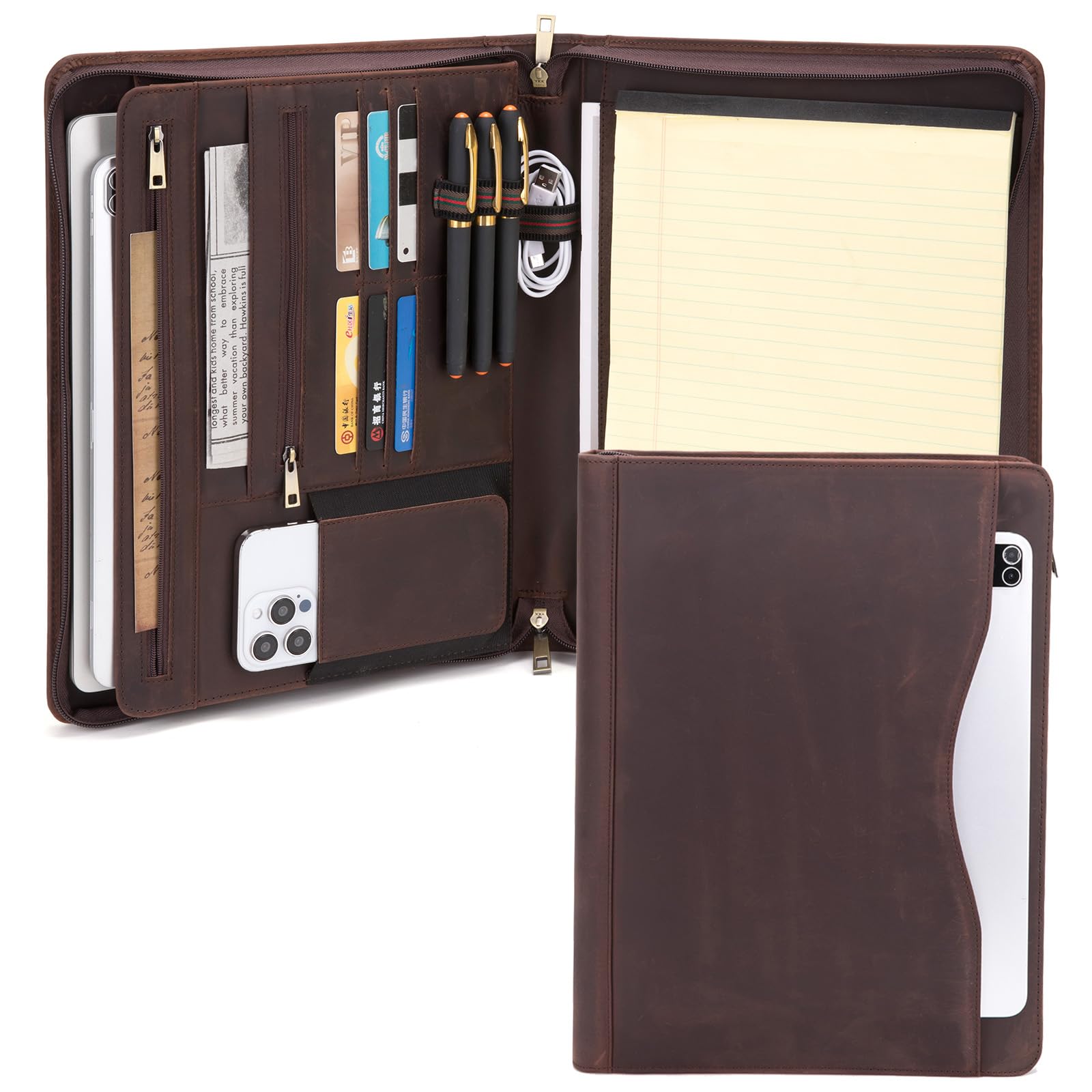 Geslun Leather Portfolio for 8.5 x 11" Legal Pad, with Front Pocket — image 1
