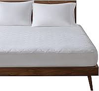 Sleep Philosophy Queen Cotton Mattress Pad - Breathable Quilted Topper, OEKO-TEX Certified, Fits Up to 18" Deep, Machine Washable White