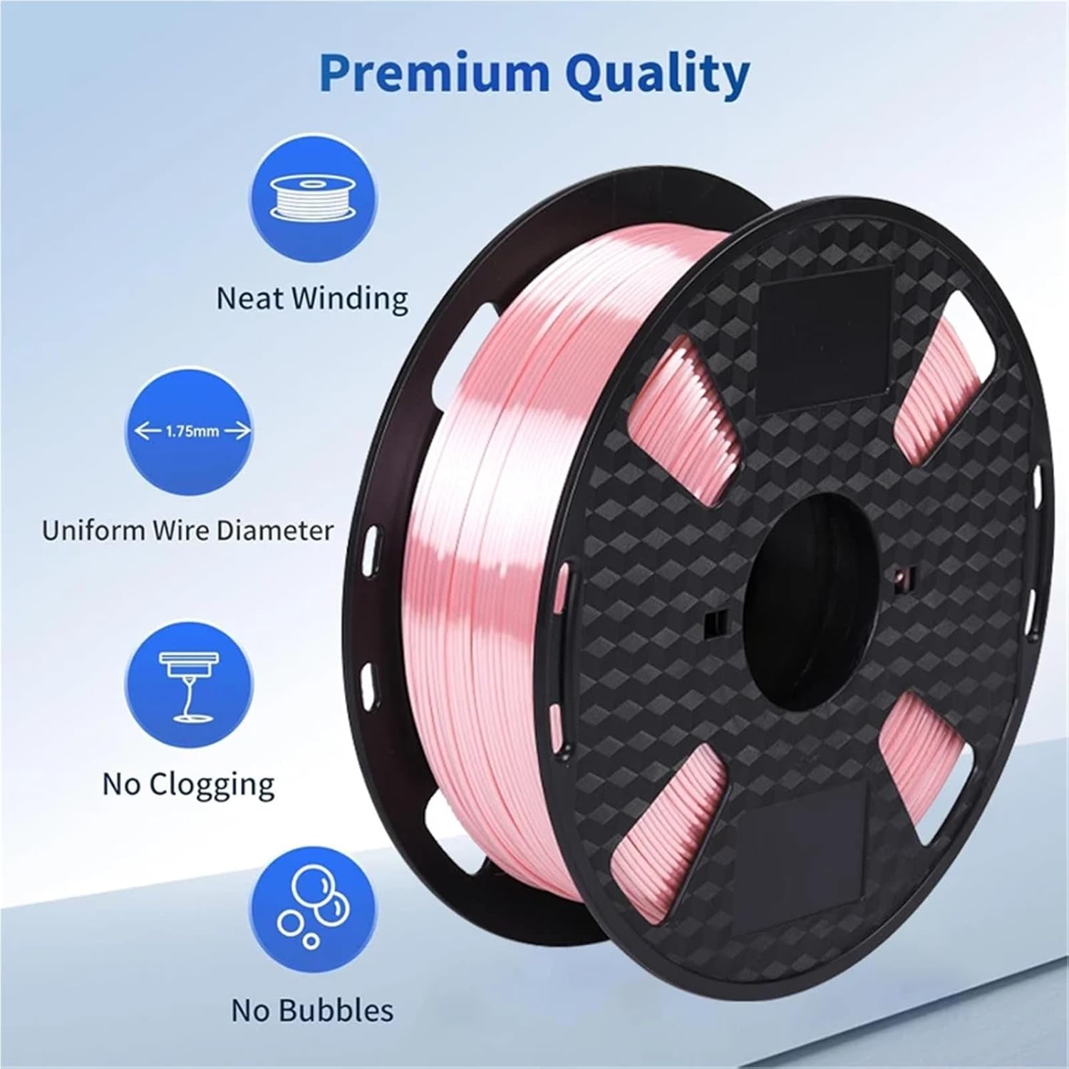 Silk Rose & Silk Pink PLA 3D Printer Filament 1.75mm 250g – Smooth Surface, No Stringing FDM Compatible Material(Pink 250G)