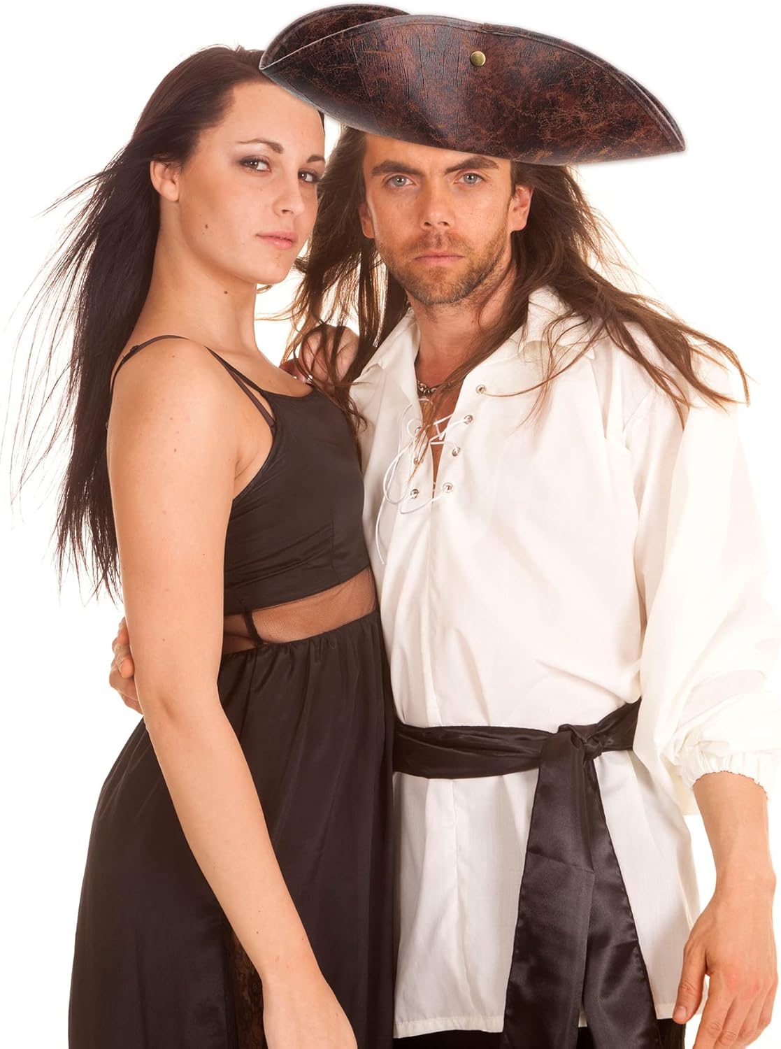 6 Pcs Faux Leather Pirate Hats Colonial Tricorn Hat Brown Pirate Costume Hat for Women Men Cosplay Costume Accessory Dress Up Parties - Image 7