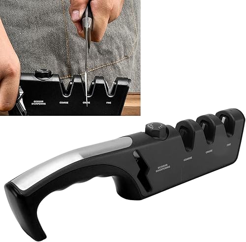 Miniatura 3 de Afilador de cuchillos de diamante, herramienta de afilado de cuchillos de 3 etapas, herramienta de molienda manual Kinfe con mango ergonómico,