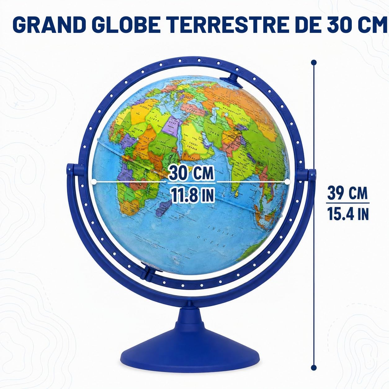 30cm Globe terrestre en Anglais, Rotation à 360 °