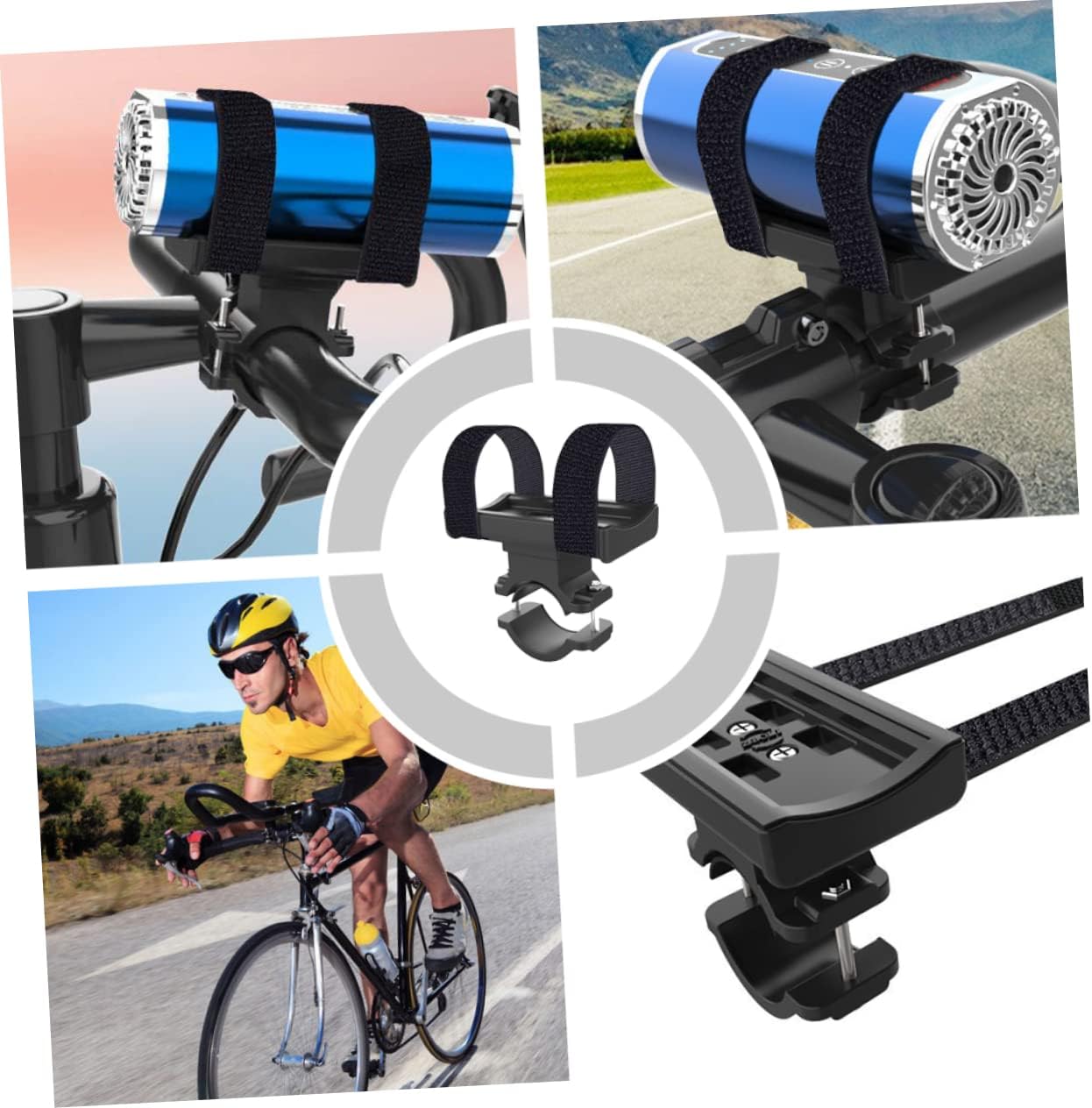 GANAZONO 3pcs Bike Handlebar Flashlight Bracket Mountain Bike Accessory for Headlight Stopwatch and Camera Stable Skid-resistant Design