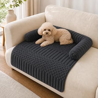 Pet Sofa Bed, Raised Bolster Cushion for Dogs & Cats, Washable