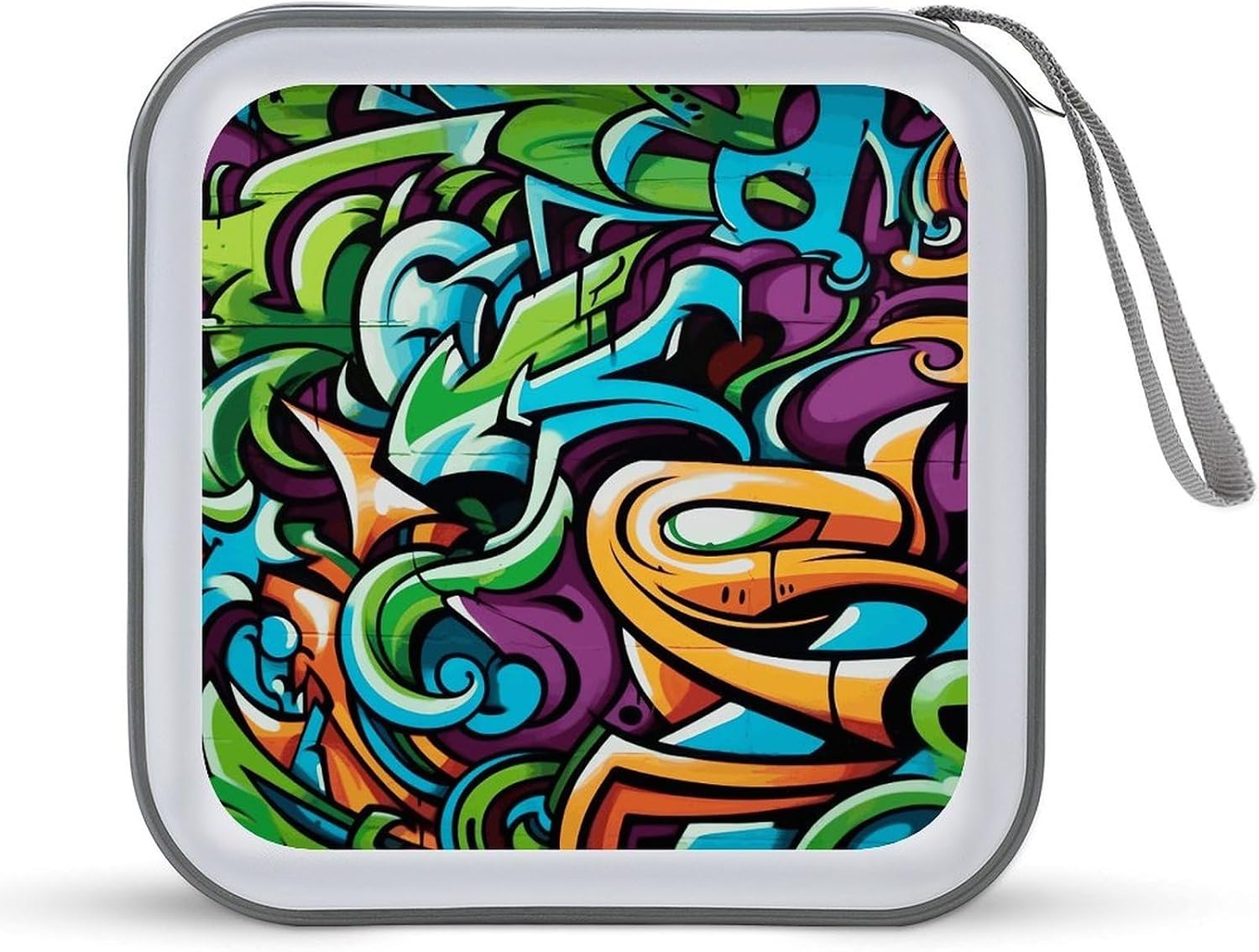 Graffiti Drawing Art CD Case 40 Capacity CD Holder Organizer Portable Zipper DVD Collection Storage Bag Compact Cases Storage Binder Plastic Holder Disc Car Home Travel