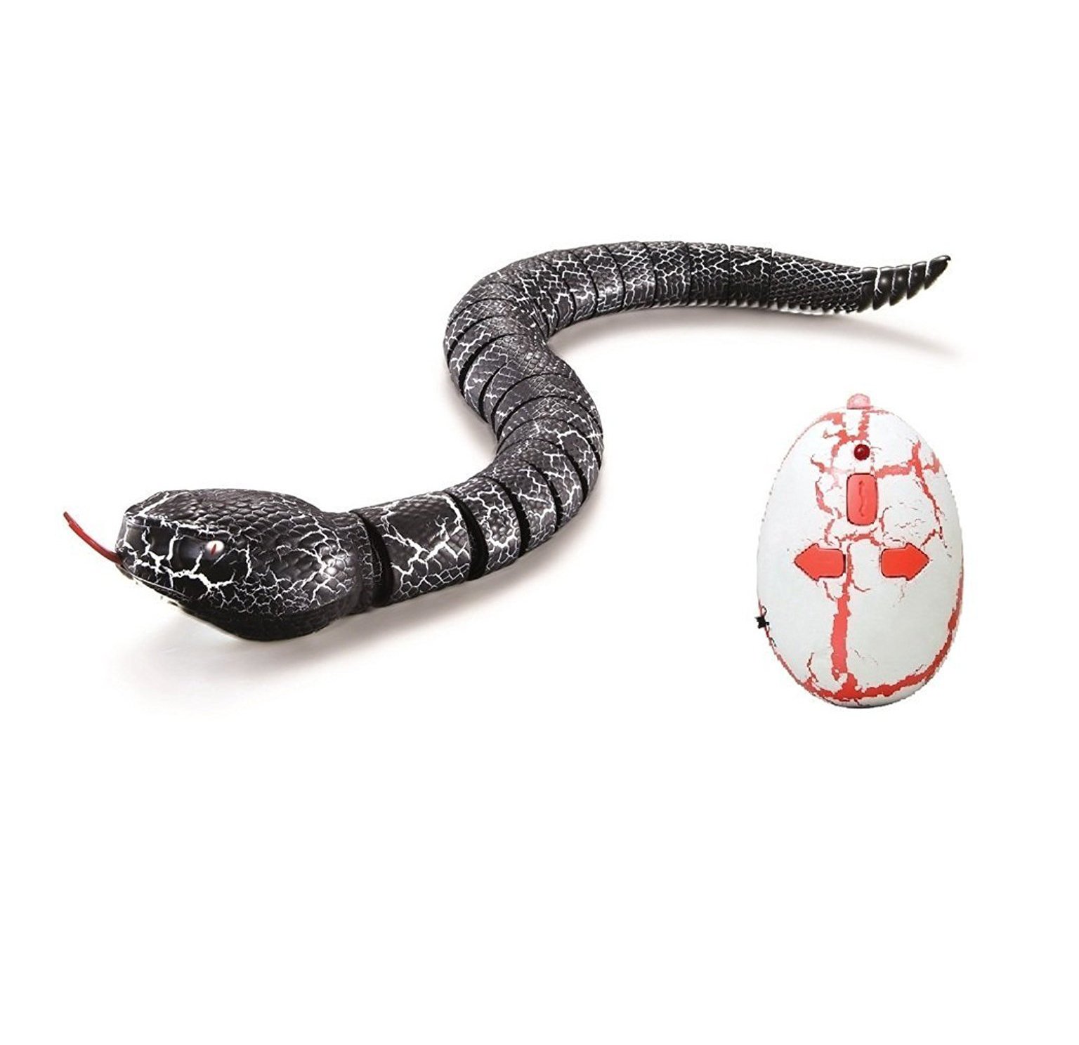 Kiditos (16 Inches Realistic Remote Control Snake Toy Rechargeable, Egg-Shaped Infrared Controller RC Toy, Black