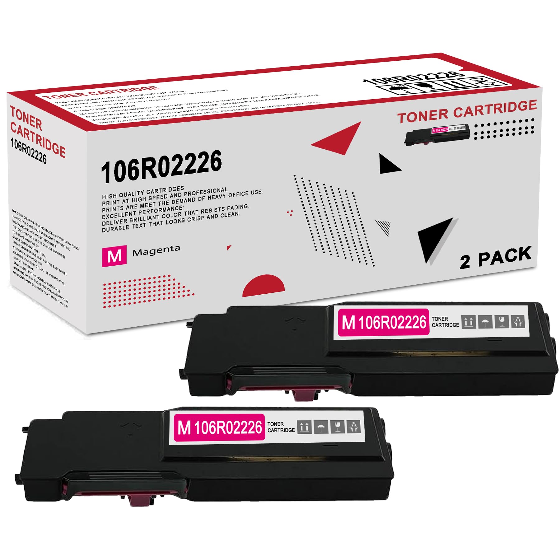 2 Pack 106R02226 Magenta Toner Cartridge: Compatible 106R02226 Replacement for Xerox Color Phaser 6600 6600N 6600DN WorkCentre 6605N 6605DN Printer