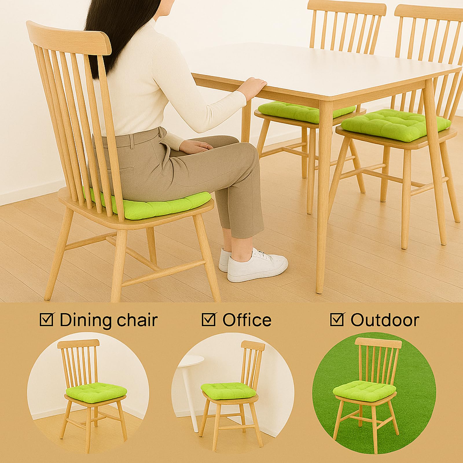 Cushion Chair Pad Cushions, Tie-on Dining Chair Pads, 38x38x5 cm Hypoallergenic Soft Polyester Tie-on Chair Pads, Wide - Image 4