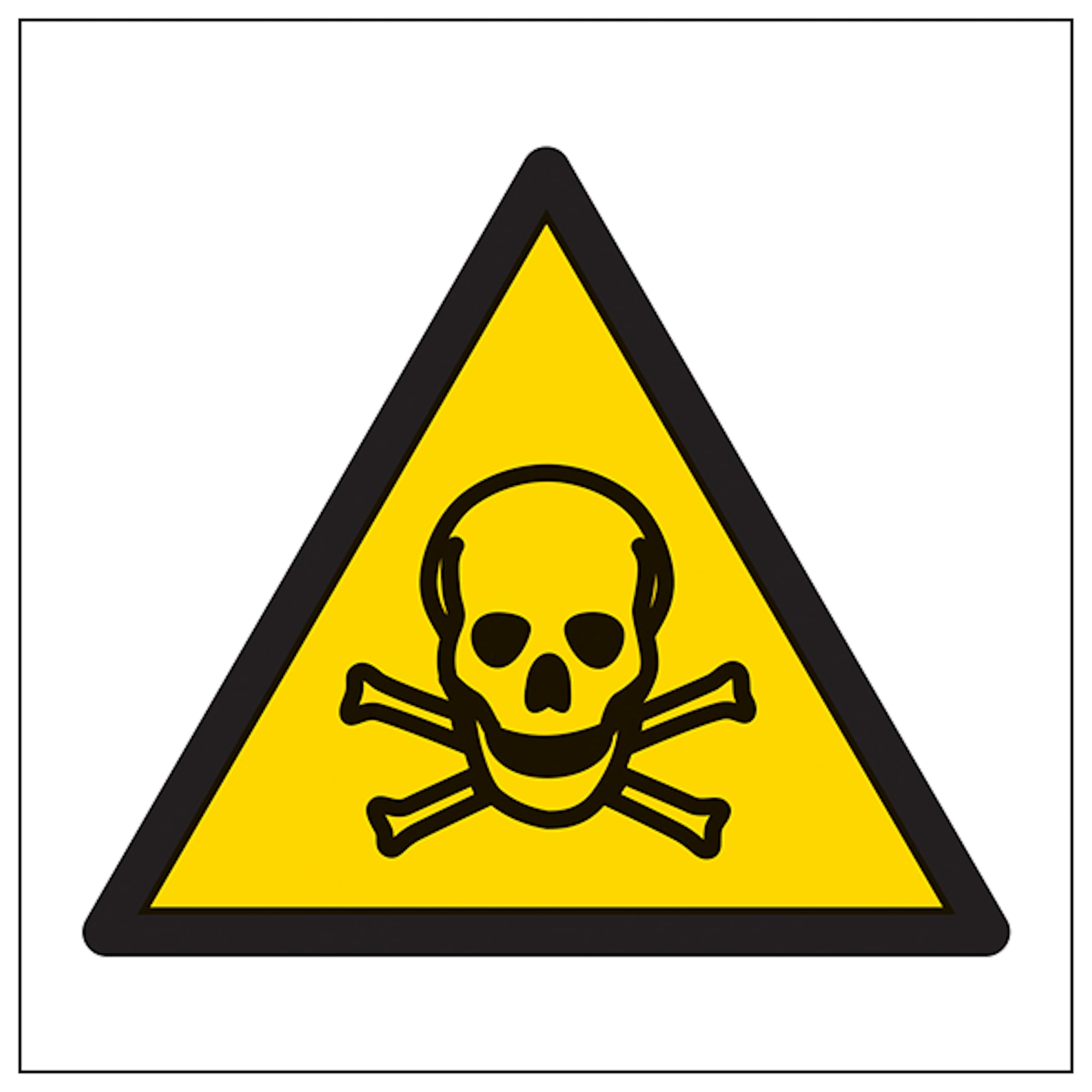 V Safety Warning Poison Symbol 100 x 100 mm - Glow In The Dark 1mm Rigid Plastic Safety Sign