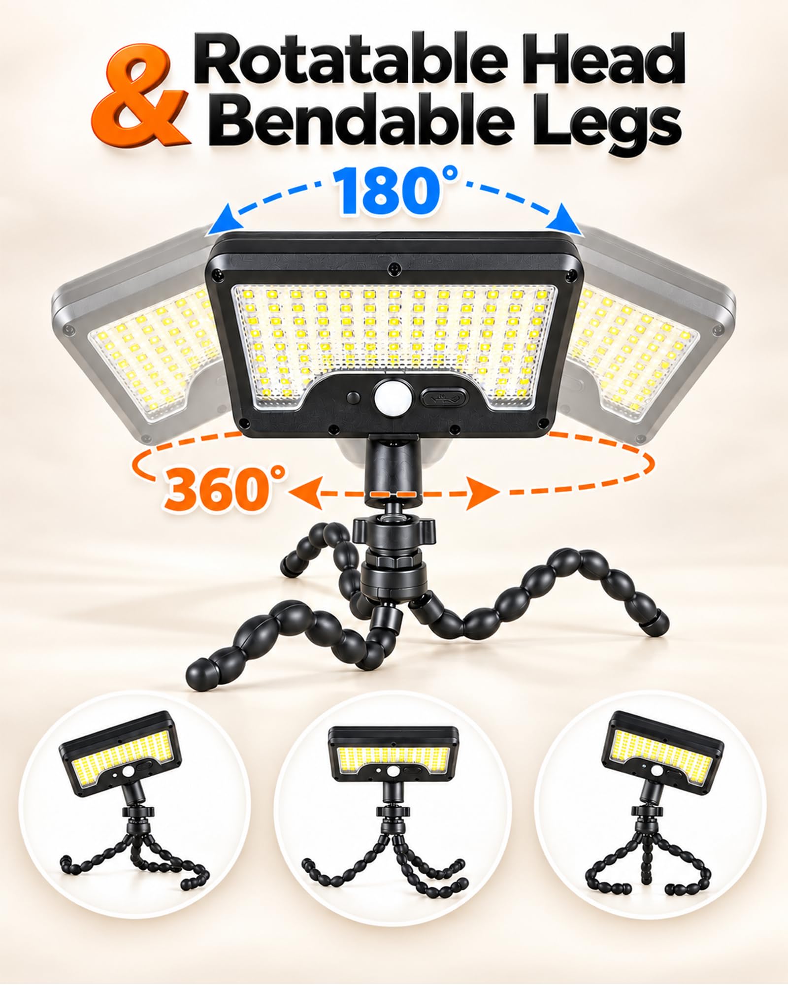 Motion Sensor Solar Lights - Octopus Tripod Security -5