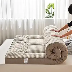 Colchão Japonês de Enrolar Futon Macio Dobrável Tapete de Tatame Grosso Tapete de Dormir Colchão de Cama de Massagem Tailandesa Fácil de Armazenar Respirável para Sofá