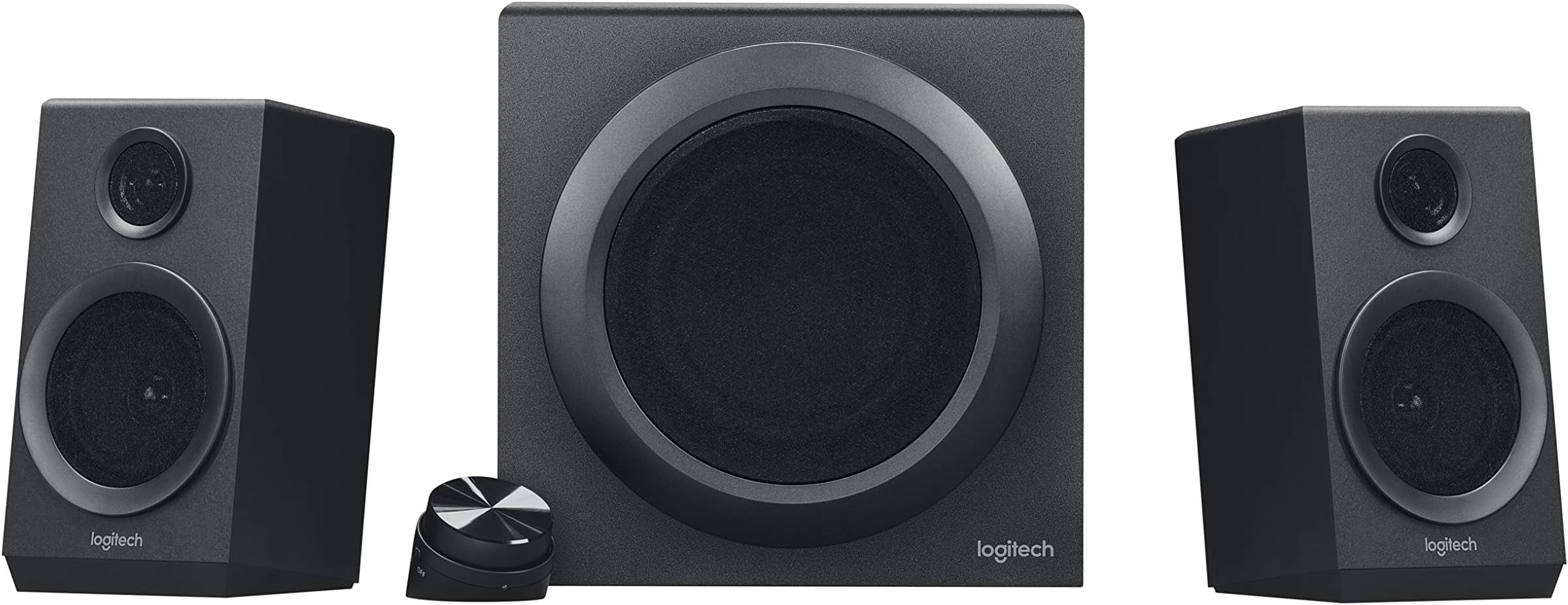 Logitech Z333 2.1 Multimedia Speaker System with Subwoofer, Rich Bold Sound, 80 Watts Peak Power, Strong Bass, 3.5mm Audio and RCA Inputs, Multi-Device, PC/PS4/Xbox/TV/Smartphone/Tablet/Music Player