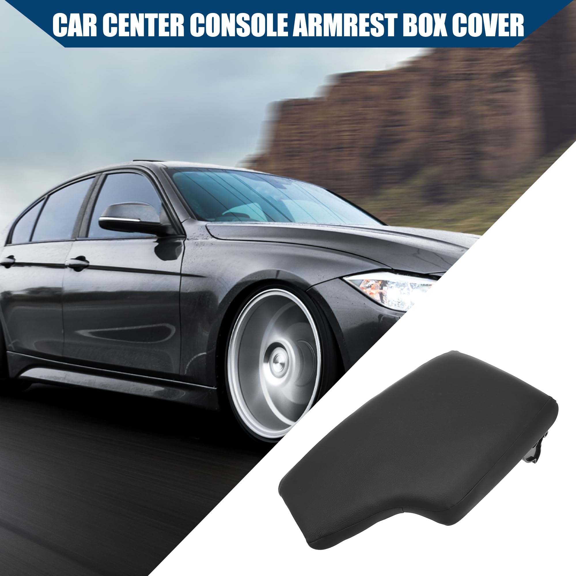 Center Console Armrest Panel Cover For BMW 328i 2012-2016 - Black Faux Leather