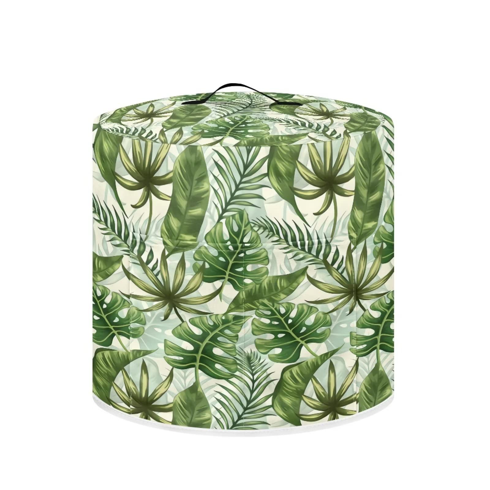 NETILGEN Pressure Cooker Cover for 3 Quart Instant Pot and Air Fryer Accessories, Stain Resistant Washable Round Protective Cover Electric Appliance Cover with Front Pocket, Green Monstera Leaf