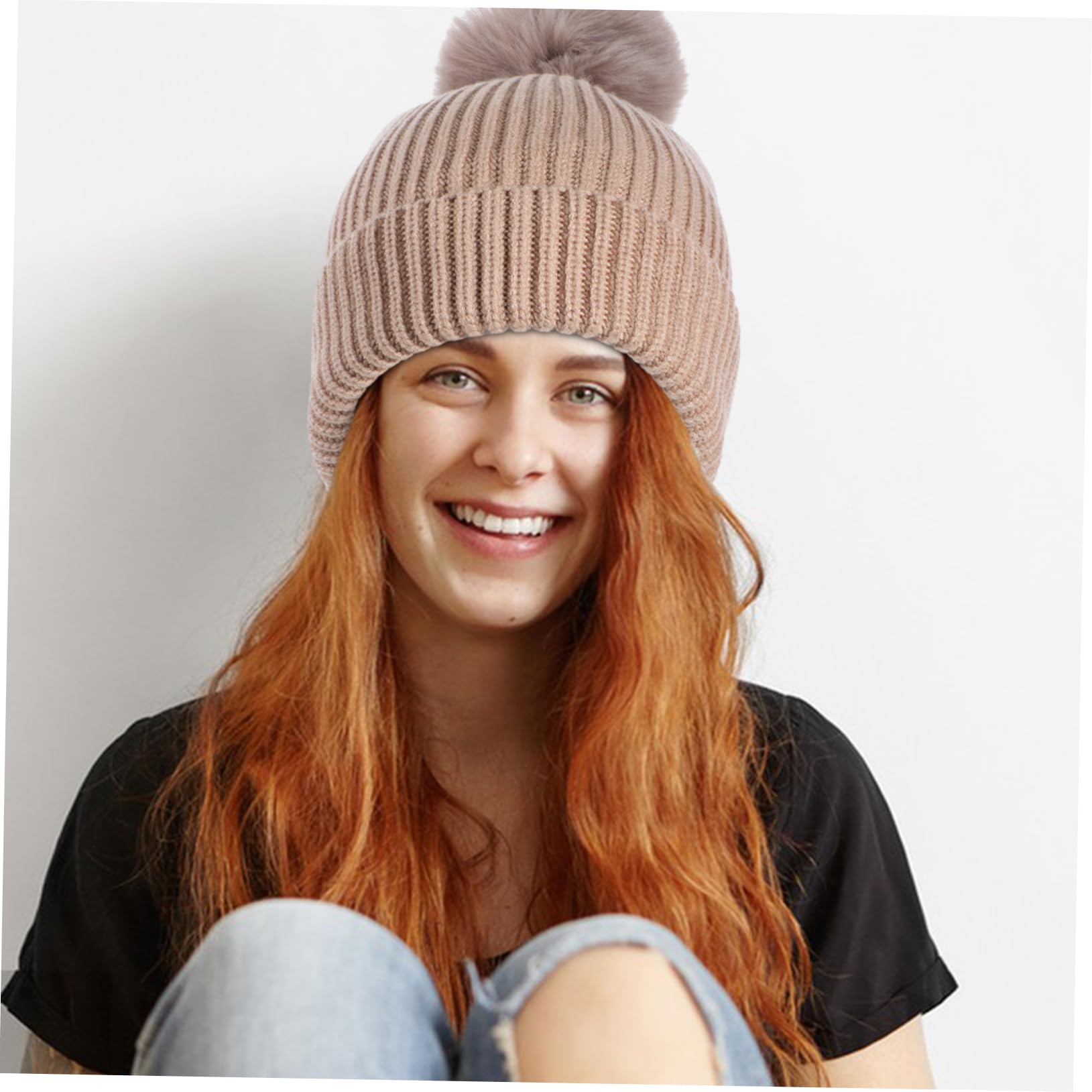 Mitones de Invierno para Mujer, Set 1 Pieza, Hilo de Lana, Caqui