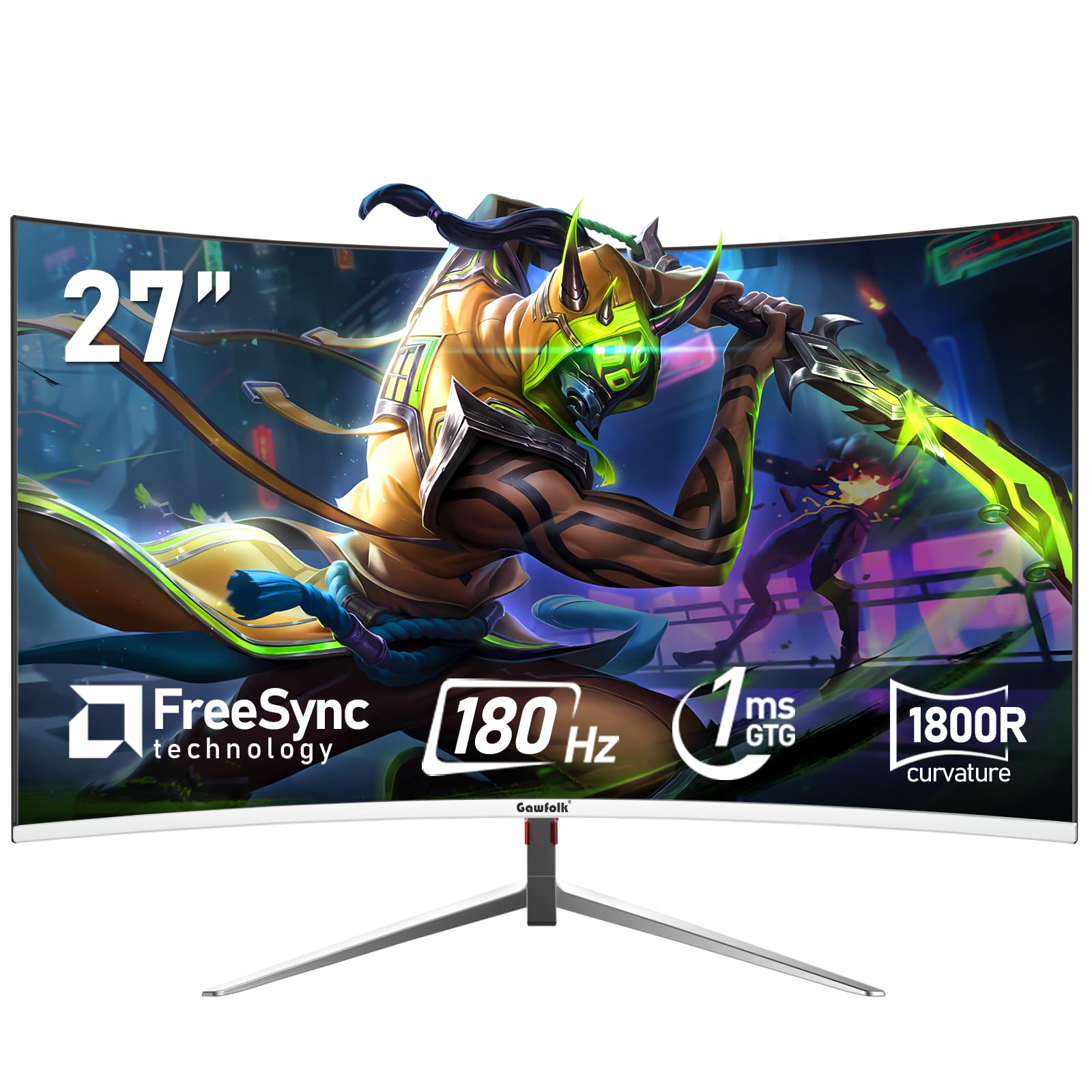 Gawfolk Monitor de juego QHD de 27 pulgadas, pantalla PC IPS 2K 120Hz, 2560×1440P, FreeSync, HDMI, DisplayPort, VESA 75 x 75 mm, negro — view 30