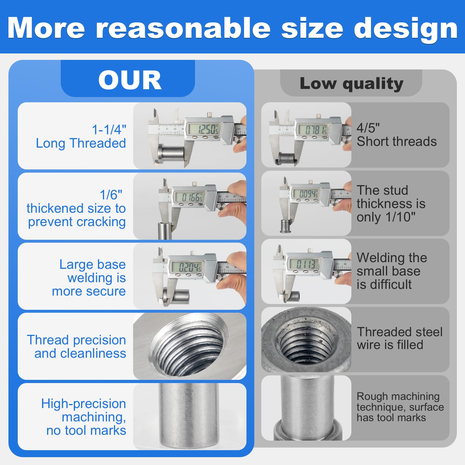 Weld Nuts - 8 Pack 1/2"-13 Thread, Easy Welding -3