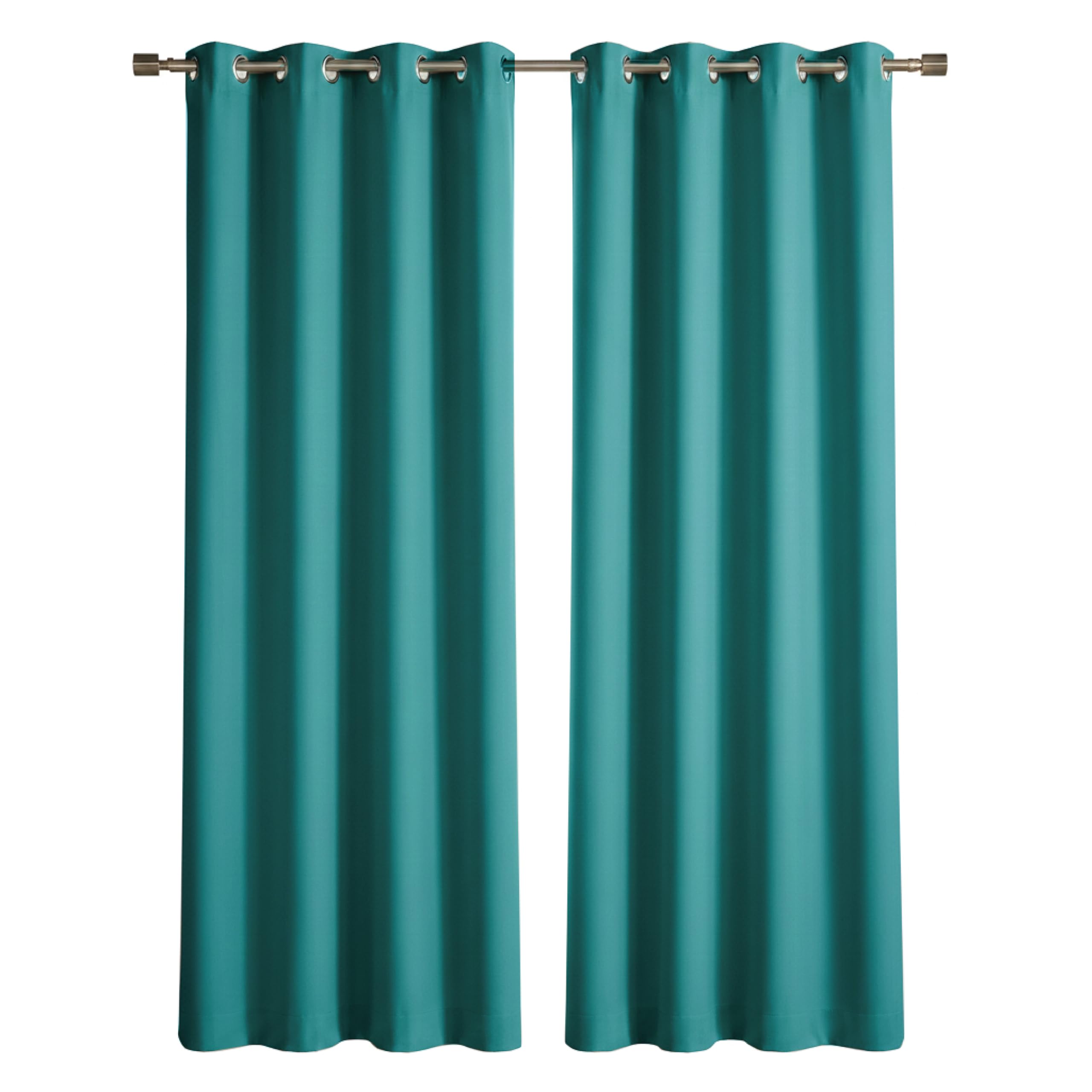 REHAN & CO Thermal Insulated Black out Ring Top Eyelet Curtain Turquoise W 46" x L 90" (2 Panels) for Bedroom/Living Room, Black out super soft window curtains & drapes