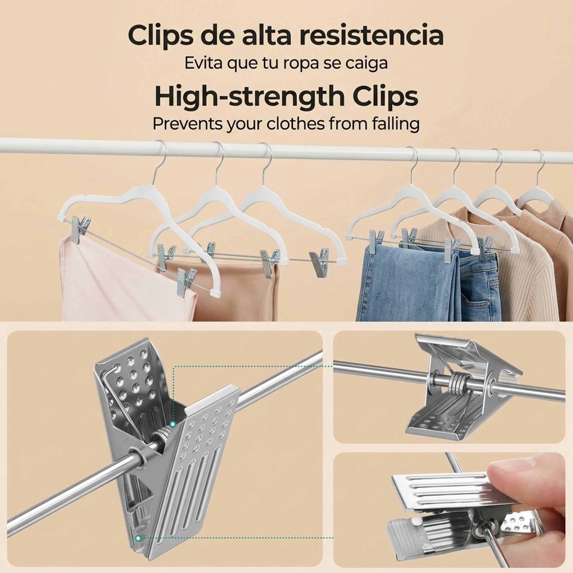 Perchas de Terciopelo con Clips Ajustables - Antideslizantes y Muy Finas con Ganchos giratorios, Set de 30