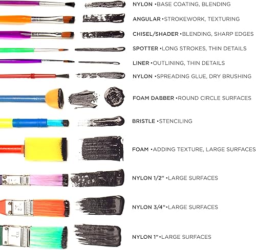 Miniatura 4 de 90 Pcs Paint Brush Set Bulk, All Purpose Paint Brushes for Acrylic Painting, Easy to Clean and Hold, Round and Flat Kids Paint Brushes, Great with