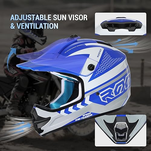 Miniatura 3 de Casco de motocross para jóvenes, certificado por DOT, casco de motocicleta de cara completa para todoterreno, cuatrimoto, paseos en la calle,