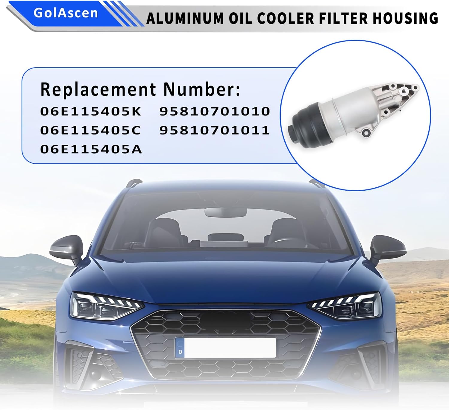 Upgrade 3.0L Aluminum Oil Filter Housing Compatible with Audi A4 2006-2008 A5 2008-2014 A6 A7 A8 Quattro Q5 Q7 2010-2015 RS5 S4 S5 SQ5 Replaces# 06E115405A, 06E115405C, 06E115405K