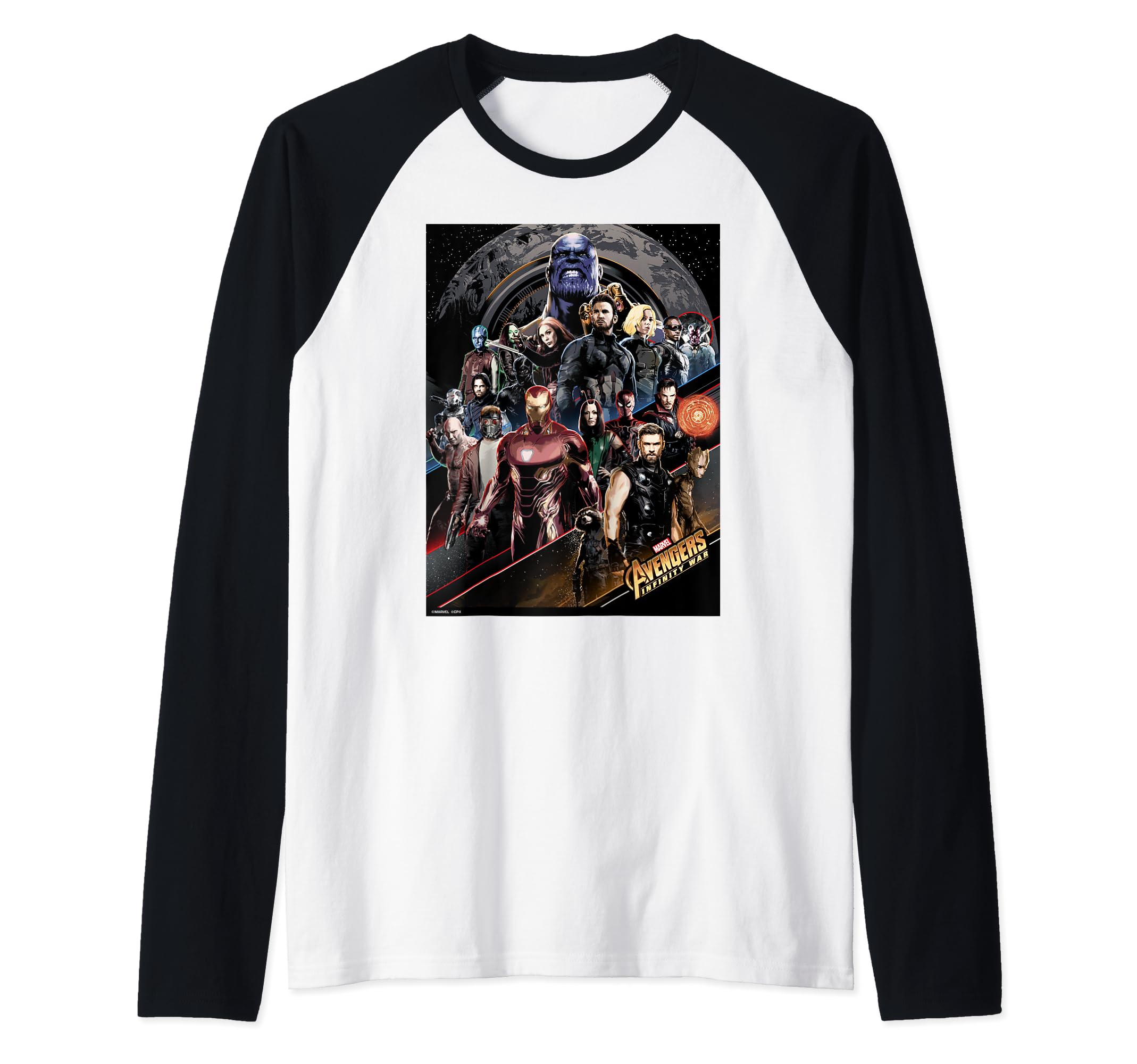 T-shirt raglan Avengers avec impression collage haute définition du cast - 2