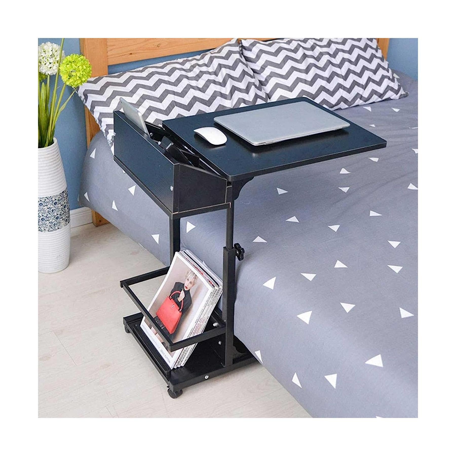 Table de lit réglable avec roulettes bureau assis debout pour chambre