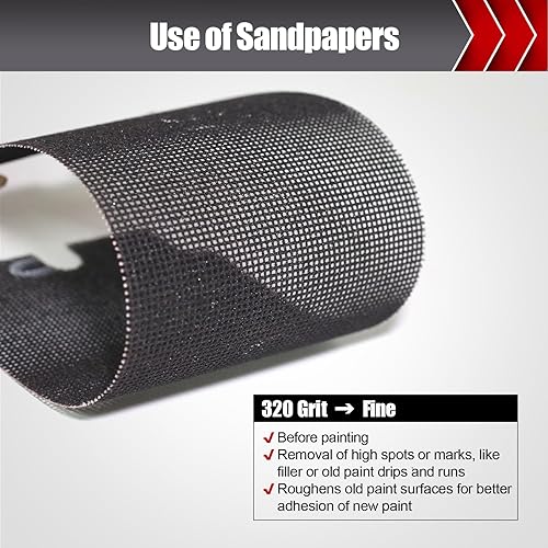 Miniatura 30 de 25 hojas de malla de lijado, surtido de papel de lija para paneles de yeso de grano 80/100/150/180/220, papel de lija húmedo o seco para madera