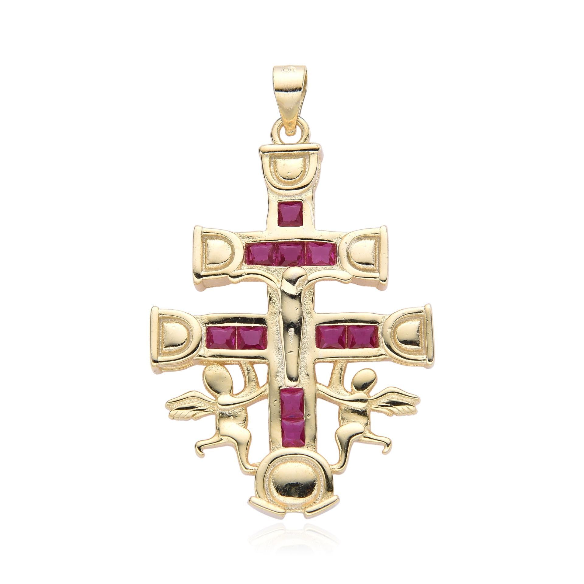 Croix de Caravaca Sebaoth améthyste : cadeau de baptême idéal - 4