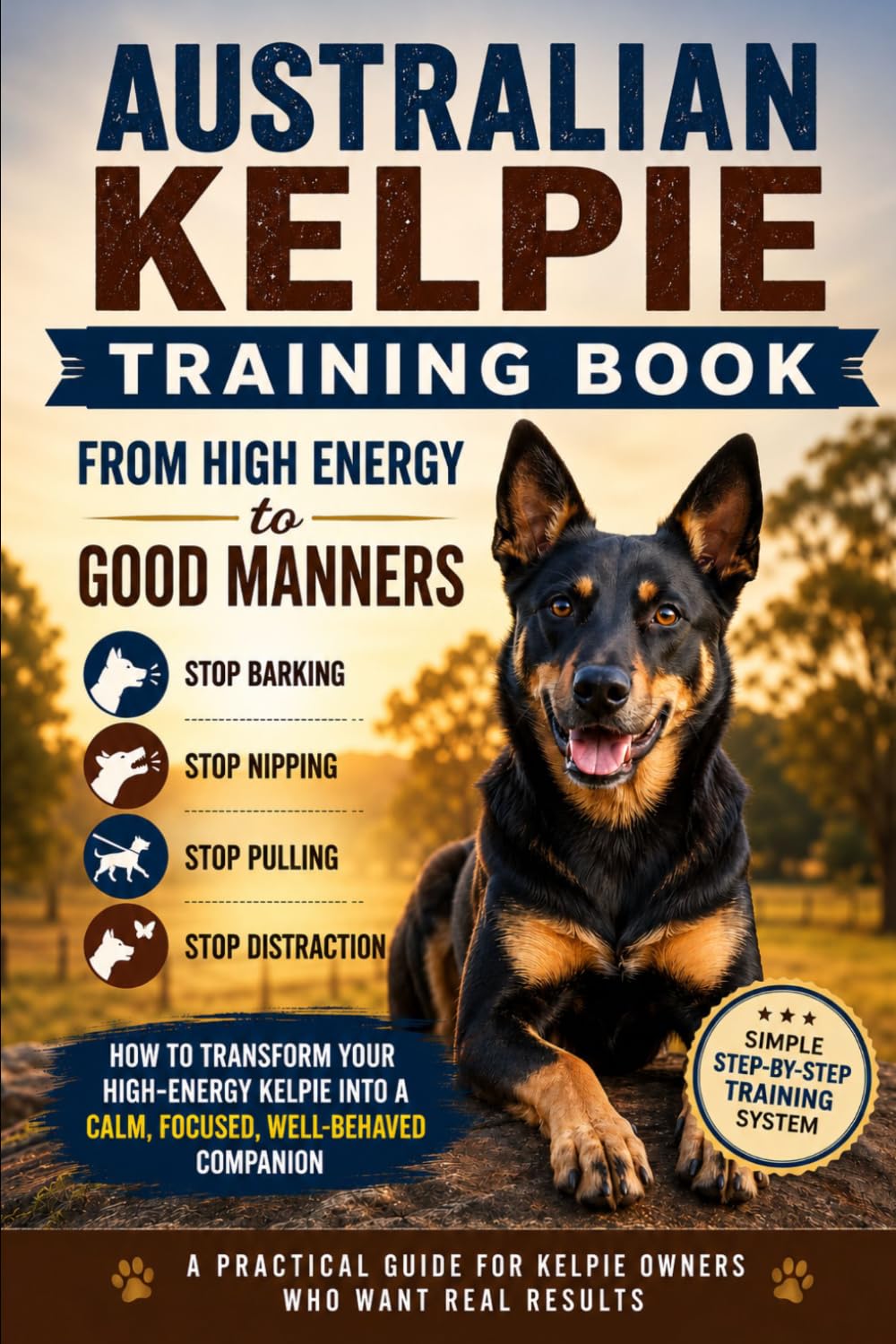 Australian Kelpie Training Book: From High Energy to Good Manners: ow to Stop Barking, Nipping, Pulling, and Distraction with a Simple Step-by-Step Training System