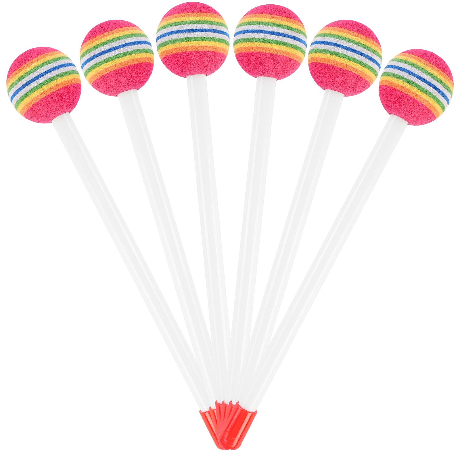 6 Pieces Rainbow Lollipop Drumsticks, Stick Soft Lollipop Drum, Soft Foam Head Percussion Mallets, Round Felt Drum Sticks Plastic Drum Sticks for Kids and Adults Musical Instrument Accessories