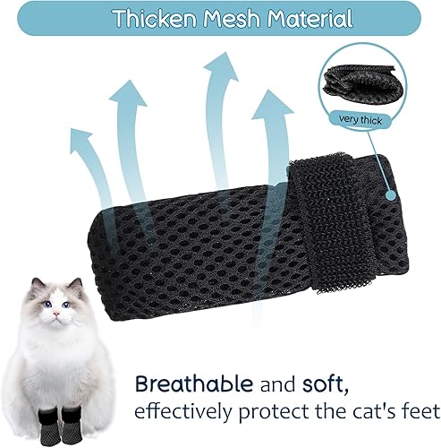 Miniatura 3 de Botas de gato, fundas antiarañazos para patas de gato, protectores de malla ajustable para patas de gato, antideslizantes, transpirables, adecuadas