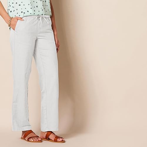Miniatura 2 de Tienda Essentials - Pantalón de pierna ancha para mujer, de mezcla de lino, con cordón y ajuste relajado (disponible en tallas extragrandes)