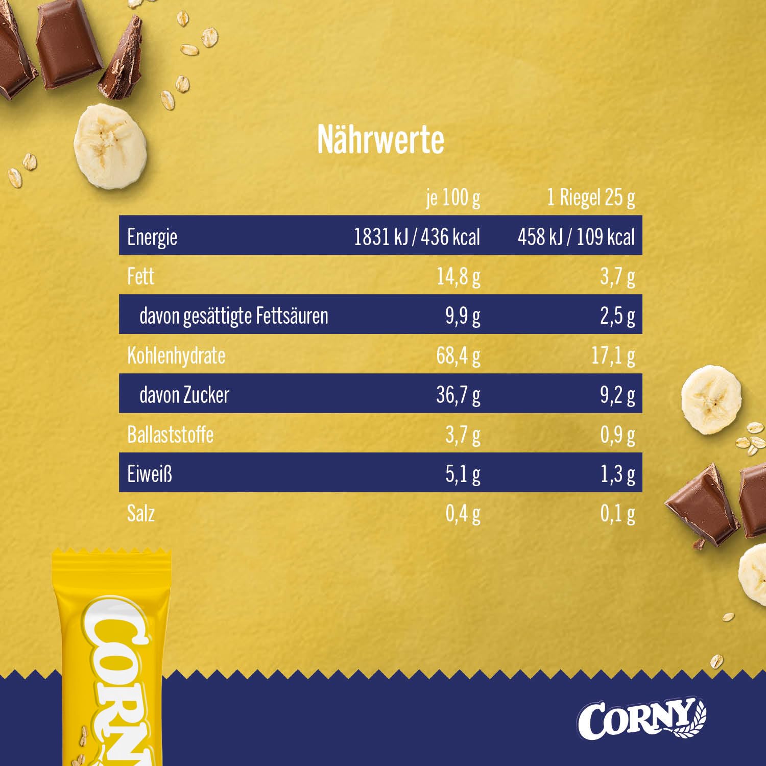Corny Classic Schoko-Banane Müsliriegel 100er-Vorratspack 100 x 25 g