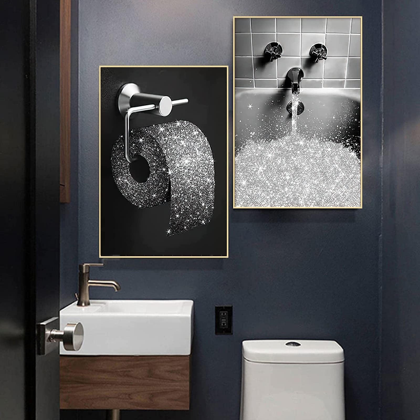 LYBOHO Ensemble D'images De Salle De Bain En Noir Et Blanc, Pour Femme Soucieux De La Mode,affiches Sur Toile Toilettes Salle De Bain Décoration D'intérieur, Sans Cadre, 1 Pièce (20 X 30