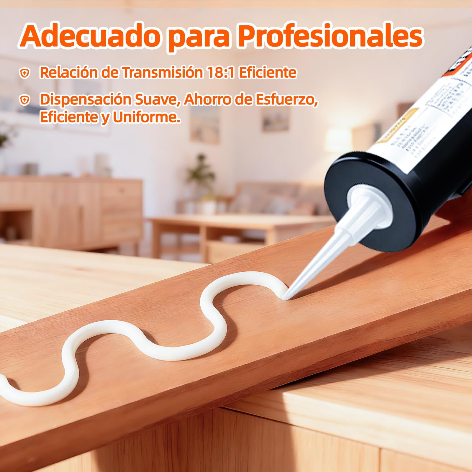 Pistola Silicona Profesional Metálica, Pistola de Silicona 18:1 Relación de Empuje Ahorra Esfuerzo & Antigoteo, Antióxido, Robusta y Duradero - Giro 360° para Cartuchos de 300 ml Calafateo, Sellado