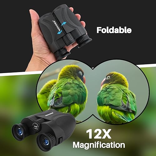 Miniatura 3 de NOCOEX Prismáticos compactos de bolsillo plegables de 12 x 25 pulgadas para adultos, impermeables, ligeros, para viajes, mini telescopio HD BAK4,