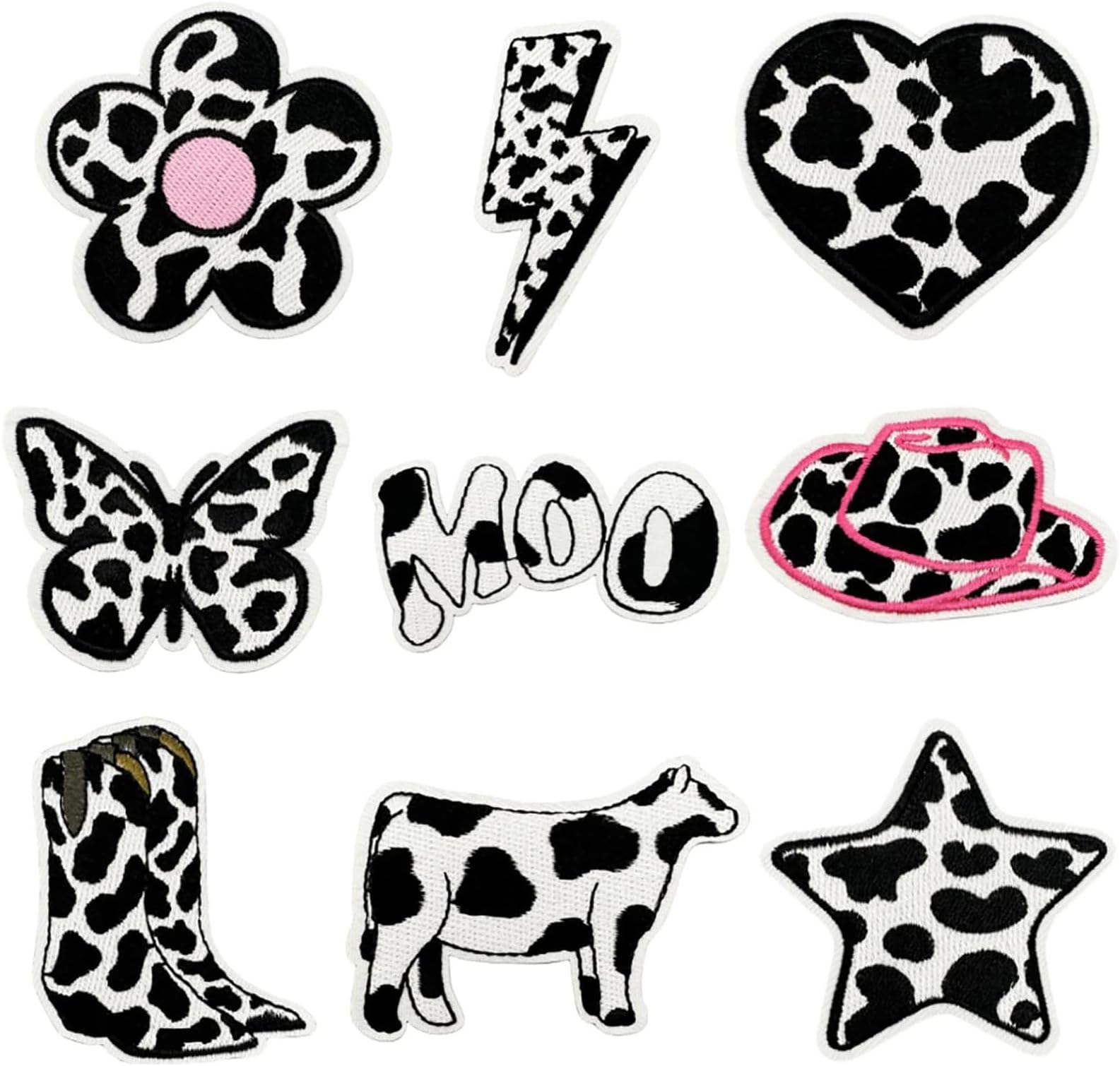 – TERRIFI Patch Embroidered, Iron on Patches, 9PCS Cow Prints Embroidered Patches, for Kids DIY Crafts, Fashion Jeans, Backpacks, Clothing, Jackets, Hats, Craft, Sewing, Other Fabrics (Cow Color)