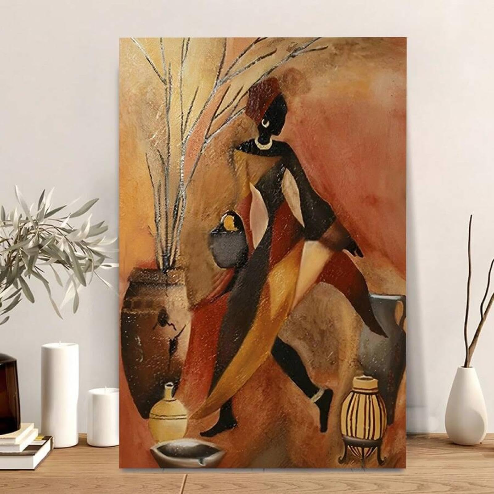 Peinture sur toile femmes africaines grand format pour masquer mur vide - 8