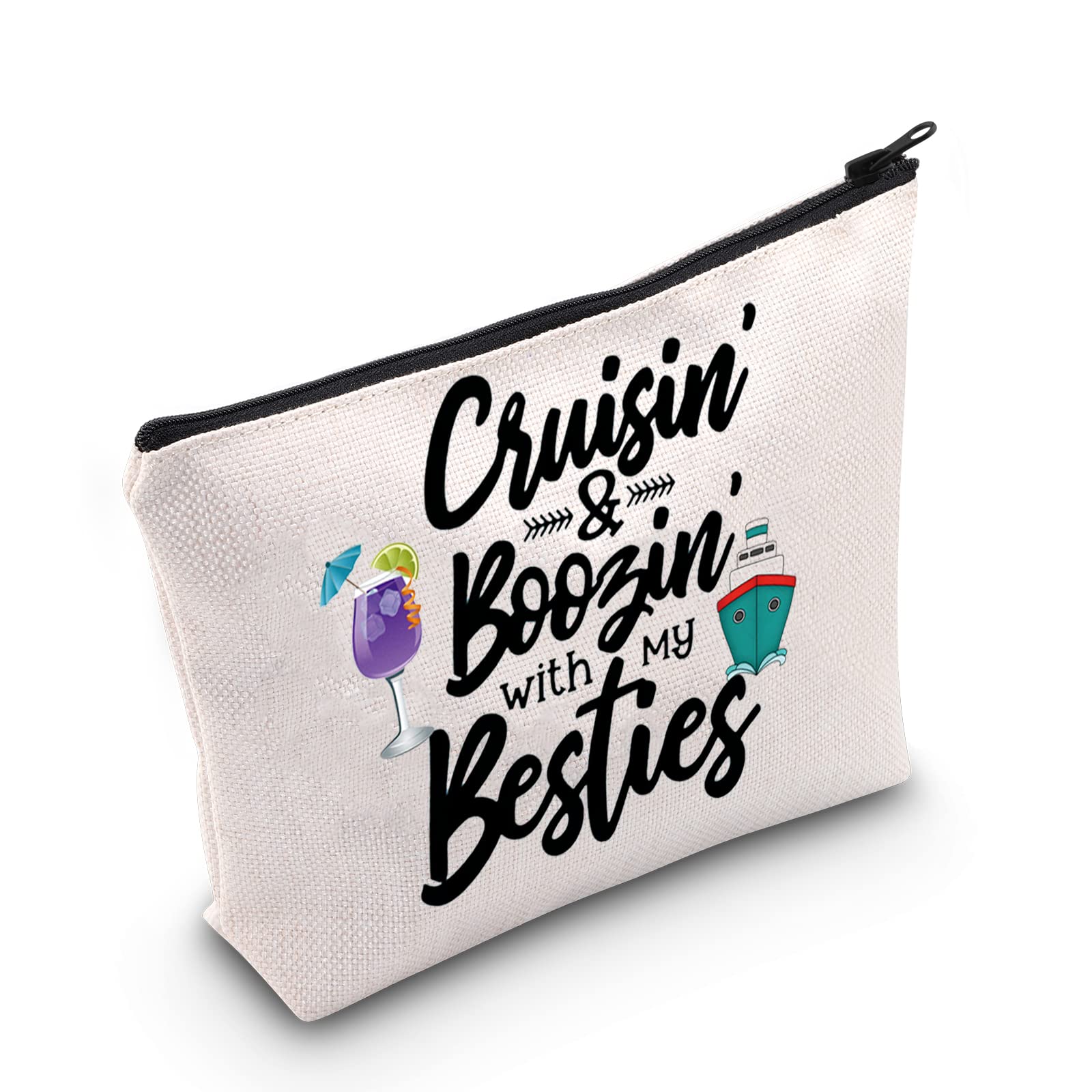 TSOTMO Cruise Vacation Trip Gift Cruising Zipper Pouch Toiletry Bags Boozing Gift For Alcohol Lover Cruise Cruising Makeup Bag Gift (Cruising Boozing)