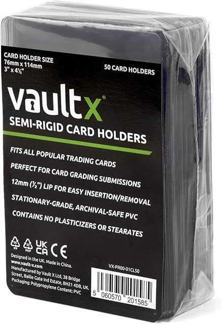 Vault X Slim Semi-Rigid Card Holders for Trading Card & Sports Card Grading Submissions (50 Pack)